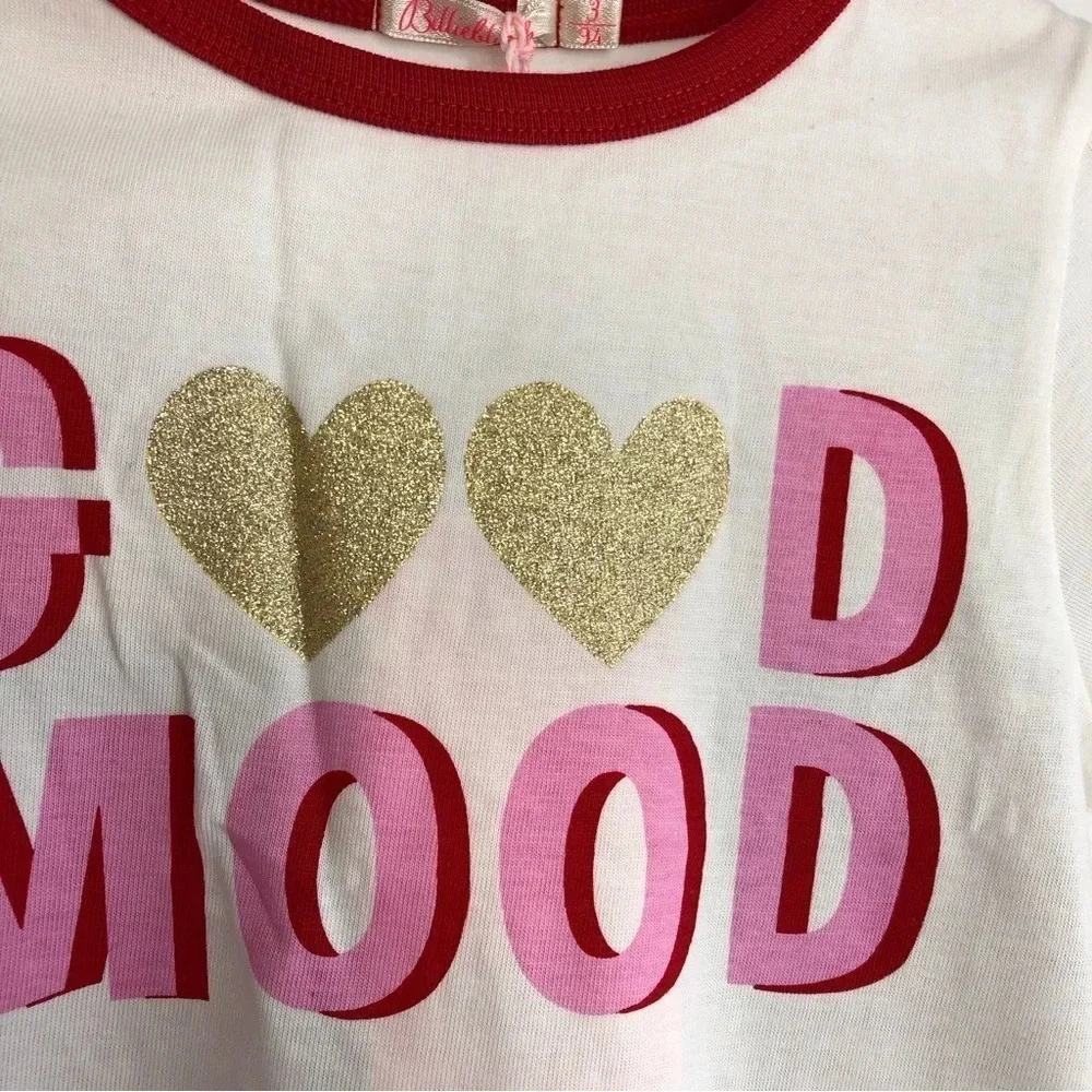 NWT Billieblush matching set heart ringer t-shirt and navy pants‎ size 3 years